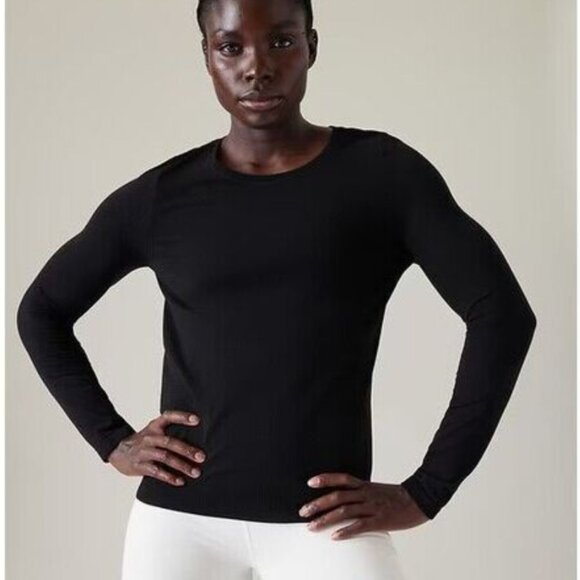 Athleta In Motion Seamless Long Sleeve, Black, Medium - Picture 1 of 6
